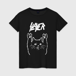 Slayer Рок кот – Женская футболка хлопок с принтом купить со скидкой в -20%