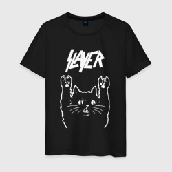 Slayer Рок кот – Мужская футболка хлопок с принтом купить со скидкой в -20%