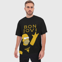 Мужская футболка oversize 3D Bon Jovi Гомер Симпсон Рокер - фото 2