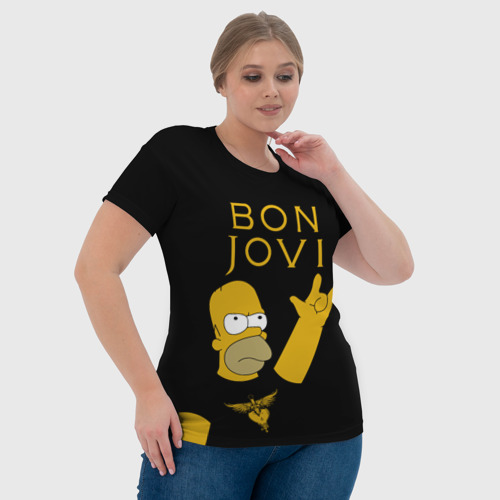 Женская футболка 3D Bon Jovi Гомер Симпсон Рокер, цвет 3D печать - фото 6