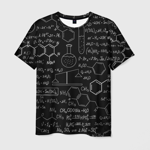 Мужская футболка 3D Химия - формулы, цвет 3D печать