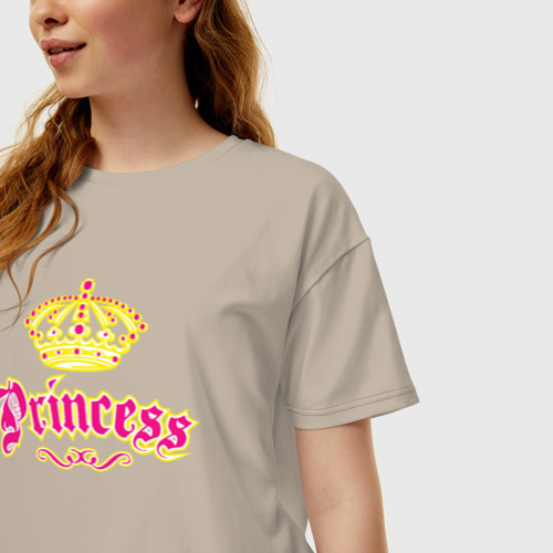 Женская футболка хлопок Oversize Моя Принцесса The Princcess, цвет миндальный - фото 3