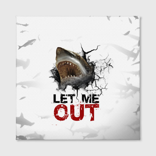 Холст квадратный Акула " Let me out " - пасть акулы, цвет 3D печать - фото 2