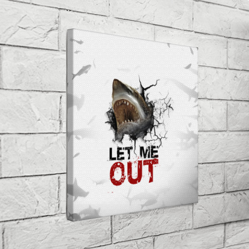 Холст квадратный Акула " Let me out " - пасть акулы, цвет 3D печать - фото 3