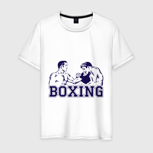 Мужская футболка из хлопка с принтом Бокс Boxing is cool, вид спереди №1
