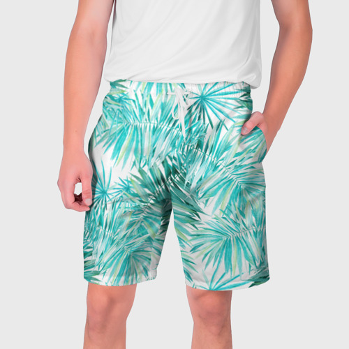 Мужские шорты 3D Листья Пальмы Нарисованные Акварелью, цвет 3D печать