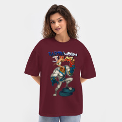Женская футболка Oversize хлопок texturе Earth worm - Jim - фото 2
