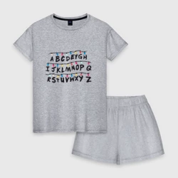 Женская пижама с шортиками хлопок Stranger things alphabet