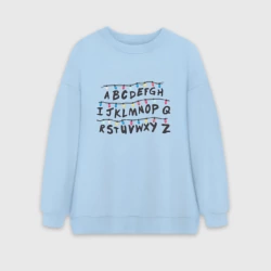 Женский свитшот oversize без начеса хлопок Stranger things alphabet