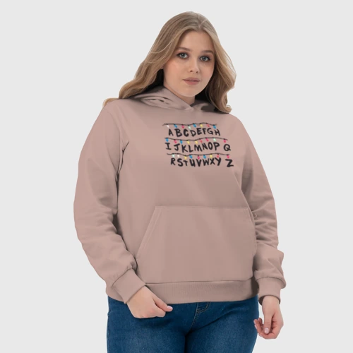 Женская толстовка хлопок с принтом Stranger things alphabet, фото #4