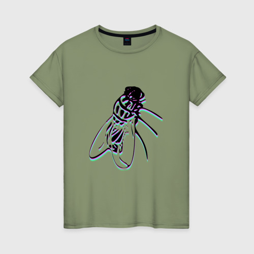 Женская футболка хлопок Муха Fly, цвет авокадо