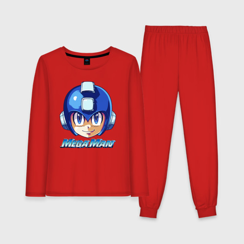 Женская пижама с лонгсливом хлопок Mega Man - Rockman, цвет красный