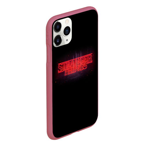 Чехол для iPhone 11 Pro Max матовый С логотипом Stranger Things, цвет малиновый - фото 3