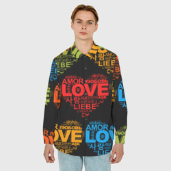 Мужская рубашка oversize 3D Love, Amor, Любовь - Неон версия - фото 2