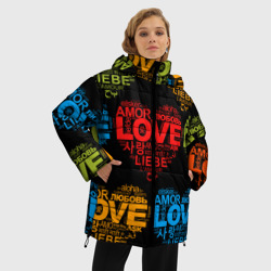 Женская зимняя куртка Oversize Love, Amor, Любовь - Неон версия - фото 2