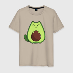 Avo cat o довольный  – Мужская футболка хлопок с принтом купить со скидкой в -20%