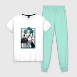 Женская пижама с белой футболкой хлопок Hatsune Miku Drain