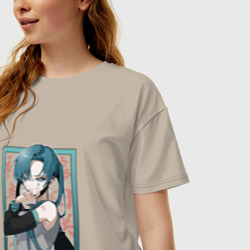 Женская футболка хлопок Oversize Hatsune Miku Drain - фото 2