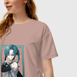 Женская футболка хлопок Oversize Hatsune Miku Drain - фото 2