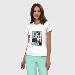 Женская пижама с белой футболкой хлопок Hatsune Miku Drain - фото 2