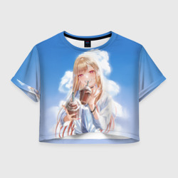 Женская футболка Crop-top 3D Марин Китагава с молочным коктелем