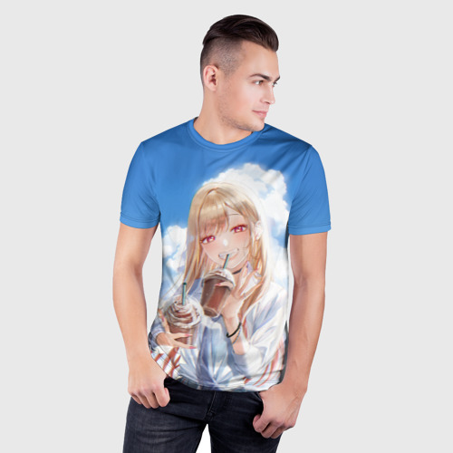 Мужская футболка 3D Slim с принтом МАРИН КИТАГАВА С МОЛОЧНЫМ КОКТЕЛЕМ, фото на моделе #1