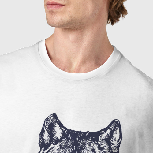Мужская футболка хлопок с принтом Лес мой храм - волки, фото #4