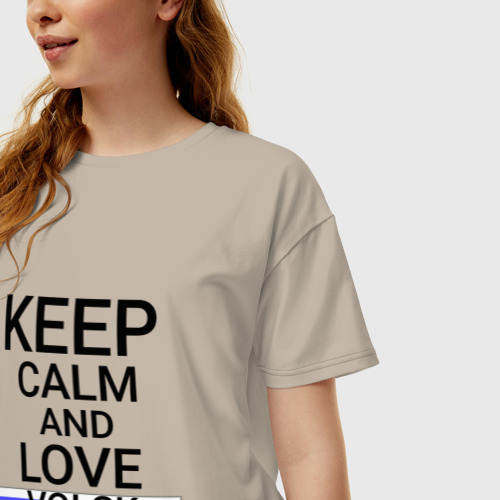 Женская футболка хлопок Oversize Keep calm Volsk (Вольск), цвет миндальный - фото 3