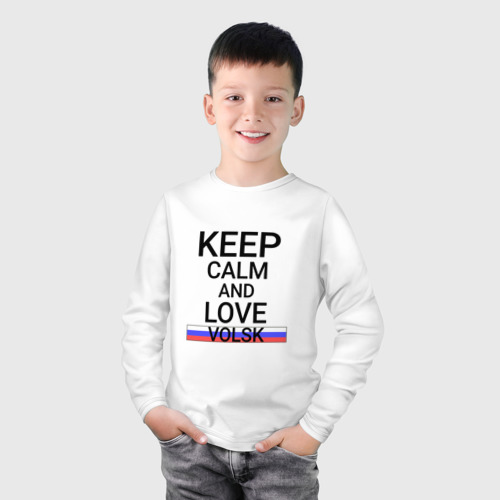 Детский лонгслив хлопок Keep calm Volsk (Вольск), цвет белый - фото 3