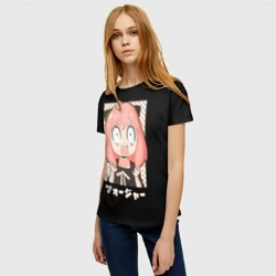 Женская футболка 3D Anya Forger Иероглифы - фото 2