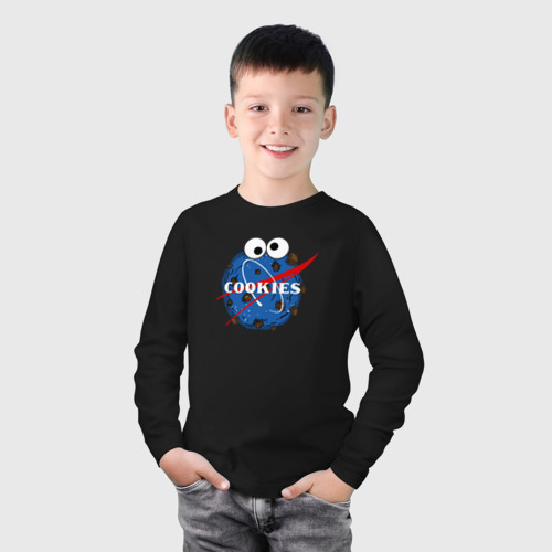 Детский лонгслив хлопок с принтом КОРЖИК NASA, фото на моделе #1