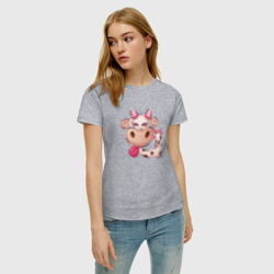 Женская футболка хлопок Корова с высунутым языком - фото 2
