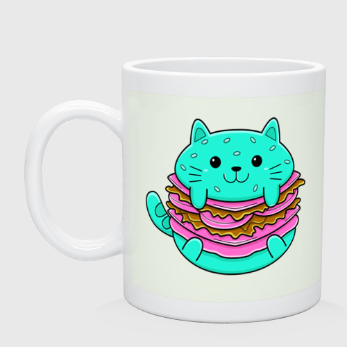 Кружка керамическая с принтом CAT FAST FOOD, вид спереди #2