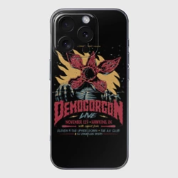 Чехол для iPhone 16 Pro силиконовый с защитой камеры Stranger Things Demogorgon