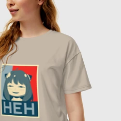 Женская футболка хлопок Oversize Anya "heh" - Spy x Family - фото 2