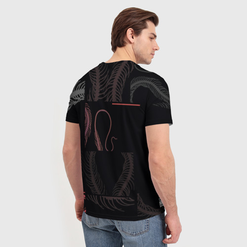 Мужская футболка 3D с принтом Скелет змеи | Snake skeleton, вид сзади #2