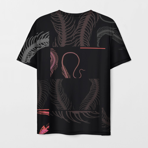 Мужская футболка 3D с принтом Скелет змеи | Snake skeleton, вид сзади #1