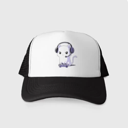 Кепка тракер с сеткой Котёнок игроман The kitten is a gamer