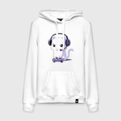 Женская толстовка хлопок Котёнок игроман The kitten is a gamer