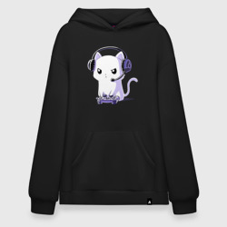 Худи SuperOversize хлопок Котёнок игроман The kitten is a gamer