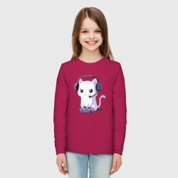 Детский лонгслив хлопок Котёнок игроман The kitten is a gamer - фото 2