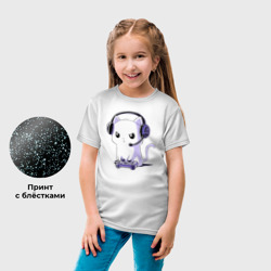 Детская футболка с блёстками Котёнок игроман The kitten is a gamer - фото 2