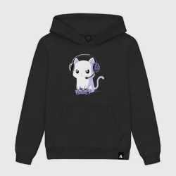 Мужская толстовка хлопок Котёнок игроман The kitten is a gamer