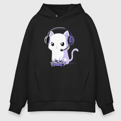 Котёнок игроман The kitten is a gamer – Мужское худи Oversize хлопок с принтом купить со скидкой в -21%