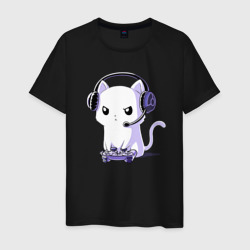Котёнок игроман The kitten is a gambler – Мужская футболка хлопок с принтом купить со скидкой в -20%