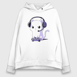 Женское худи Oversize хлопок Котёнок игроман The kitten is a gamer