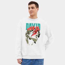 Мужской свитшот oversize без начеса хлопок Давид Bowie - фото 2