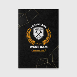 Обложка для паспорта матовая кожа Лого West Ham и надпись Legendary Football Club на темном фоне
