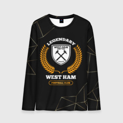 Мужской лонгслив 3D Лого West Ham и надпись Legendary Football Club на темном фоне