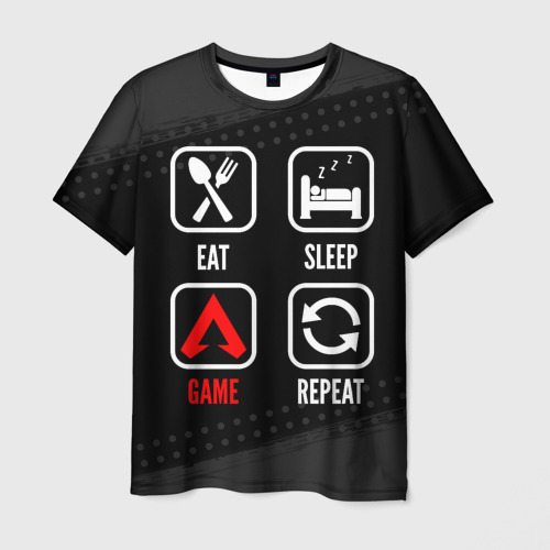 Мужская футболка с принтом Eat, Sleep, Apex Legends, Repeat, вид спереди №1